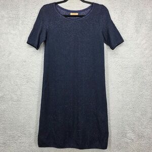 FALCONERI‎ Knit Dress Navy Blue Sparkle Short Sleeve Made in Italy Size Small